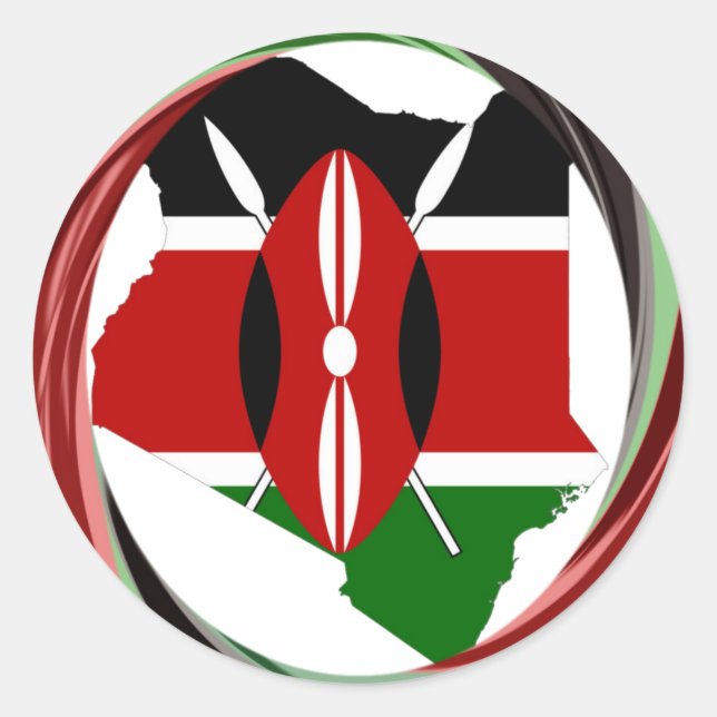 Kenya Celebration Colourful Flag Map Vector Artwor Classic Round Sticker (Front)