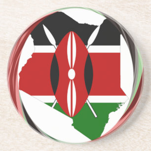 Kenya Celebration Colourful Flag Map Vector Artwor Coaster