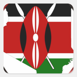 Kenya Celebration Colourful Flag Map Vector Artwor Square Sticker