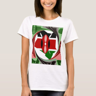 Kenya Celebration Colourful Flag Map Vector Artwor T-Shirt