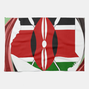 Kenya Celebration Colourful Flag Map Vector Artwor Tea Towel