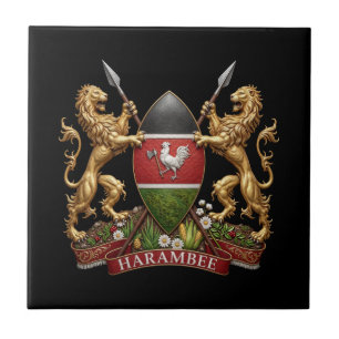Kenya Coat arms symbol emblem country flag lion Ceramic Tile