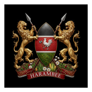 Kenya Coat arms symbol emblem country flag lion Poster
