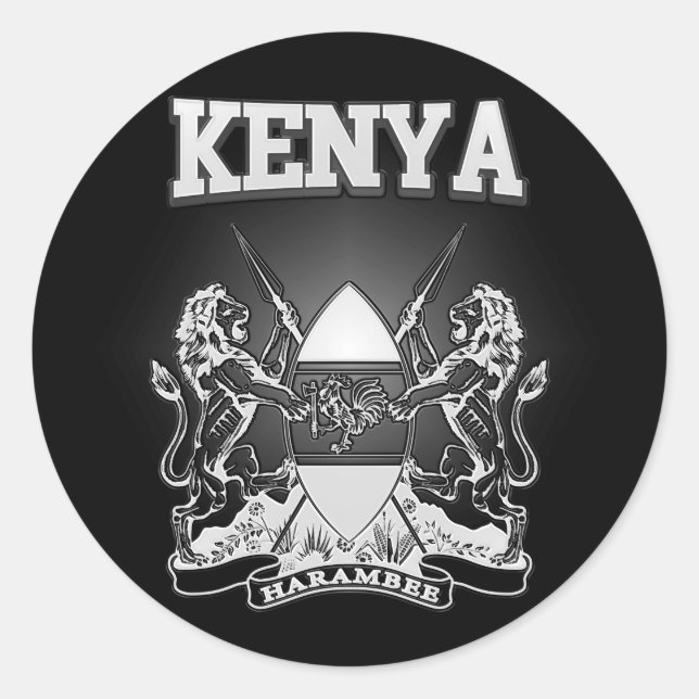 Kenya Coat of Arms Classic Round Sticker (Front)