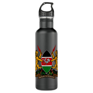 Kenya  Coat of arms Tee Flag souvenir Nairobi  710 Ml Water Bottle