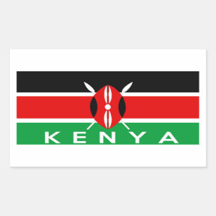kenya country flag symbol name text rectangular sticker
