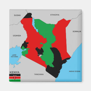 kenya country political map flag magnet