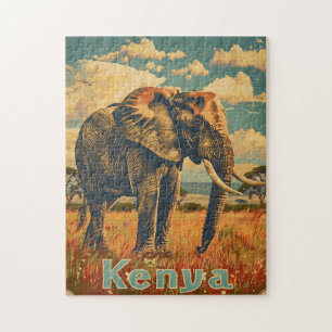 Kenya Elephant Vintage Jigsaw Puzzle