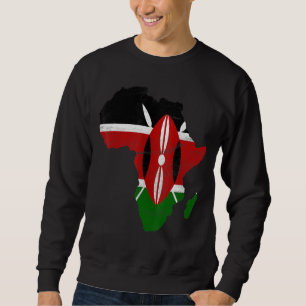 Kenya Flag Africa Continent Silhouette For Kenyan Sweatshirt