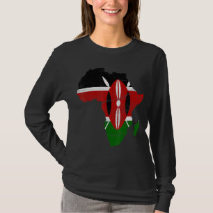 Kenya Flag Africa Continent Silhouette For Kenyan T-Shirt
