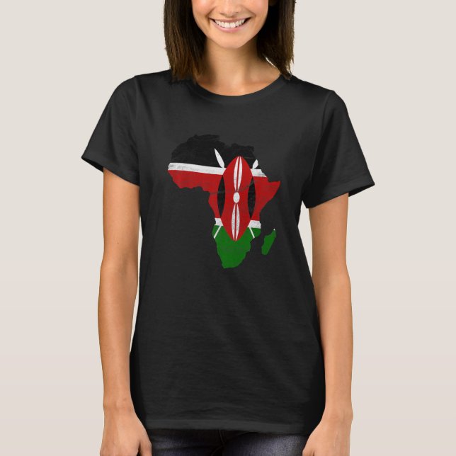 Kenya Flag Africa Continent Silhouette Gift for Ke T-Shirt (Front)