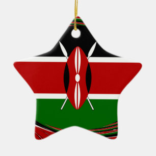 Kenya Flag Art – Patriotic & Modern Design Ceramic Tree Decoration