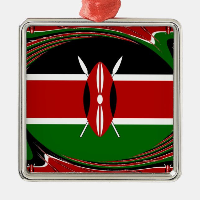 Kenya Flag Art – Patriotic & Modern Design Metal Tree Decoration (Front)