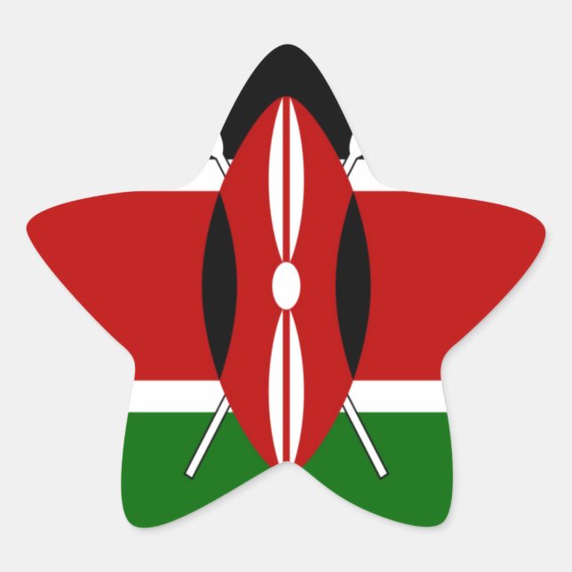 Kenya Flag Art – Patriotic & Modern Design Star Sticker (Front)