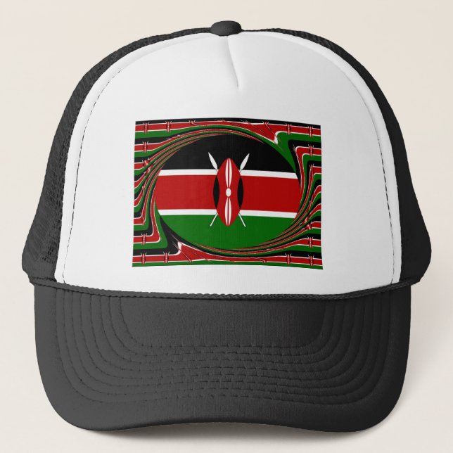 Kenya Flag Art – Patriotic & Modern Design Trucker Hat (Front)