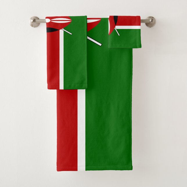 Kenya Flag Bath Towel Set (Insitu)
