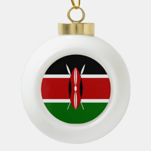 Kenya Flag Ceramic Ball Christmas Ornament