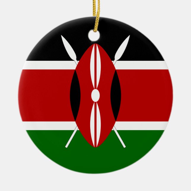 Kenya Flag Ceramic Tree Decoration (Front)