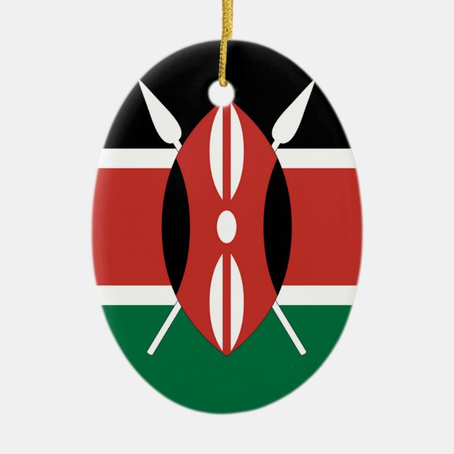 Kenya Flag Ceramic Tree Decoration (Front)