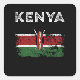 Kenya Flag Distressed - Kenyan Flag Square Sticker