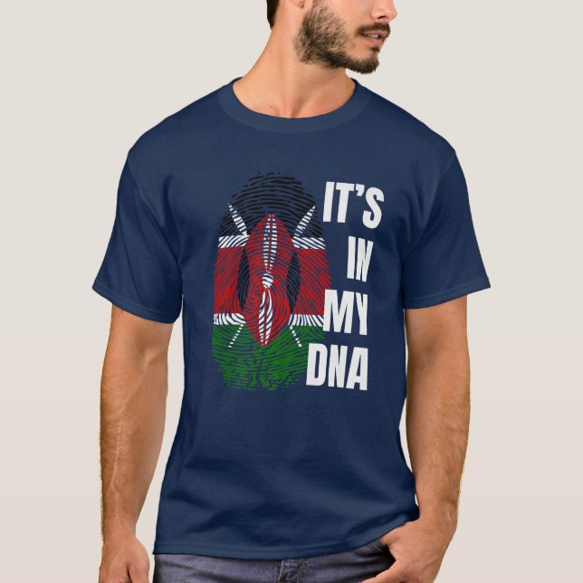 Kenya Flag DNA Fingerprint Black History Month T-Shirt (Front)