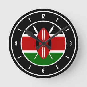 Kenya Flag Elegant Round Clock