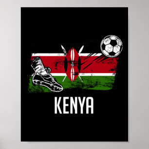 Kenya Flag Jersey Kenyan Soccer Team Kenyan  Poster