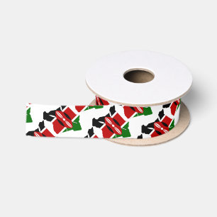 KENYA FLAG Kenyan Map Outline Satin Ribbon