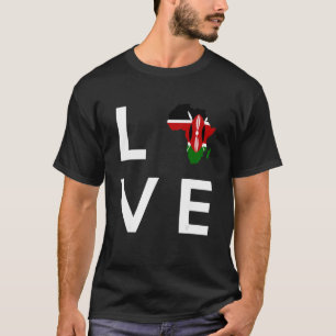 Kenya Flag Love Africa Continent Silhouette for Ke T-Shirt