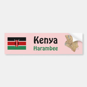 Kenya Flag + Map Bumper Sticker