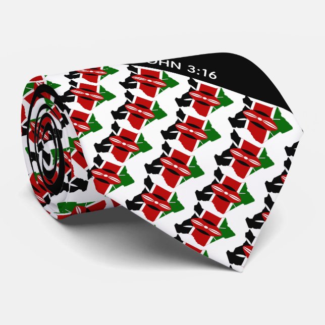 KENYA FLAG Personalised Christian John 3:16 Tie (Rolled)
