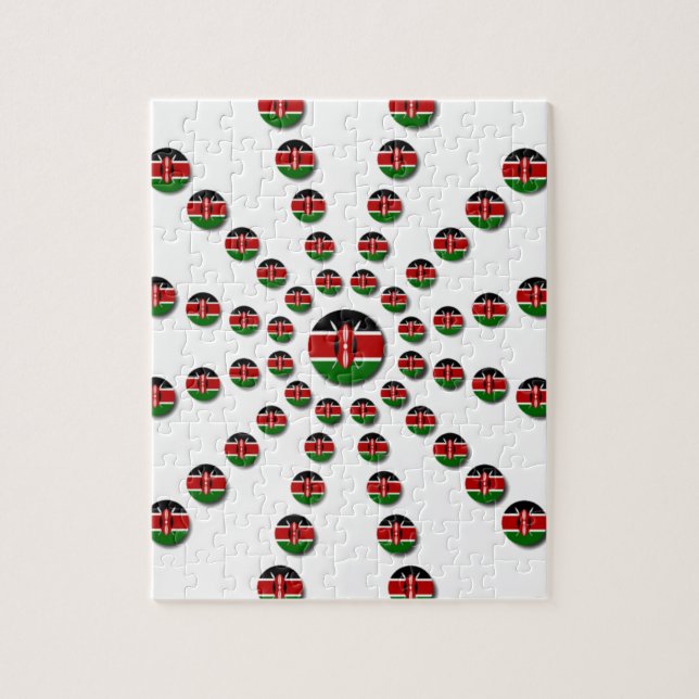 Kenya Flag Radial Pattern: Patriotic Art & Decor Jigsaw Puzzle (Vertical)