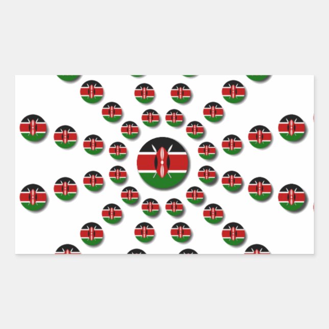 Kenya Flag Radial Pattern: Patriotic Art & Decor Rectangular Sticker (Front)
