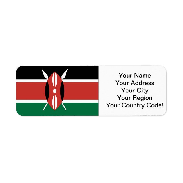 Kenya Flag Return Address Label (Front)