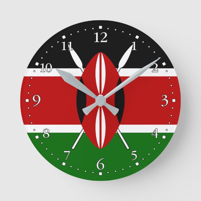 Kenya Flag Round Clock (Front)