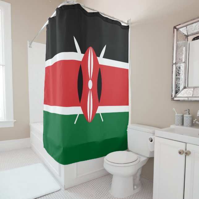 Kenya flag shower curtain (In Situ)