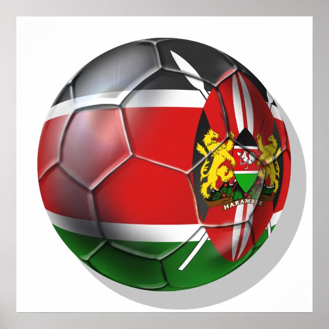 Kenya flag soccer ball soccer players gifts poster (Front)