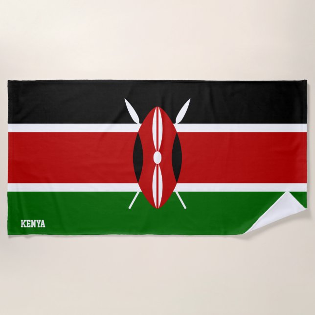 Kenya Flag Splendid Patriotic Beach Towel (Front)