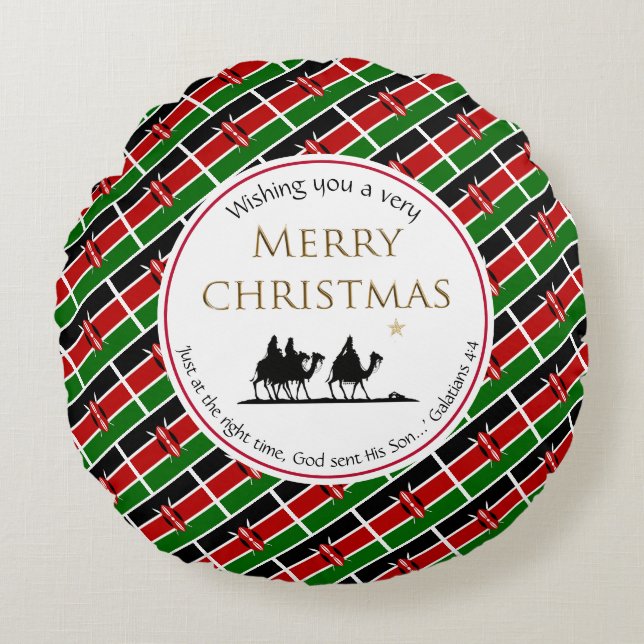 KENYA FLAG Three Wise Men KENYAN Christmas Round Cushion (Front)