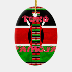 Kenya Flag Tuko Pamoja Ceramic Tree Decoration