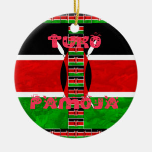 Kenya Flag Tuko Pamoja Ceramic Tree Decoration
