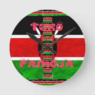 Kenya Flag Tuko Pamoja Round Clock