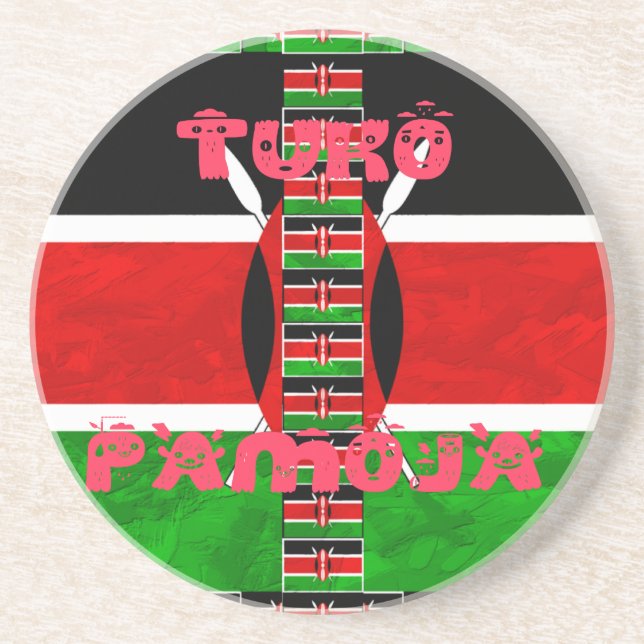 Kenya Flag: Tuko Pamoja - Unity Art Design Coaster (Front)