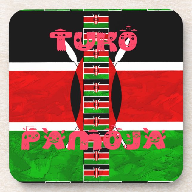 Kenya Flag: Tuko Pamoja - Unity Art Design Coaster (Front)