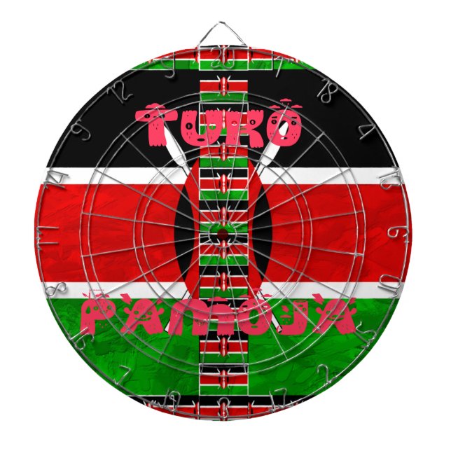 Kenya Flag: Tuko Pamoja - Unity Art Design Dartboard (Front)
