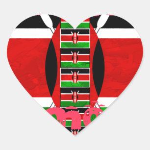 Kenya Flag: Tuko Pamoja - Unity Art Design Heart Sticker