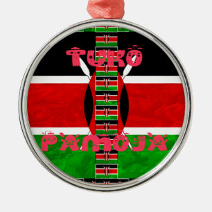 Kenya Flag: Tuko Pamoja - Unity Art Design Metal Ornament