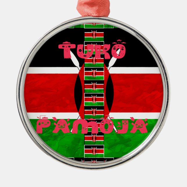 Kenya Flag: Tuko Pamoja - Unity Art Design Metal Ornament (Front)