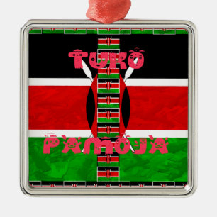 Kenya Flag: Tuko Pamoja - Unity Art Design Metal Tree Decoration