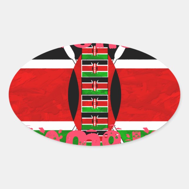 Kenya Flag: Tuko Pamoja - Unity Art Design Oval Sticker (Front)